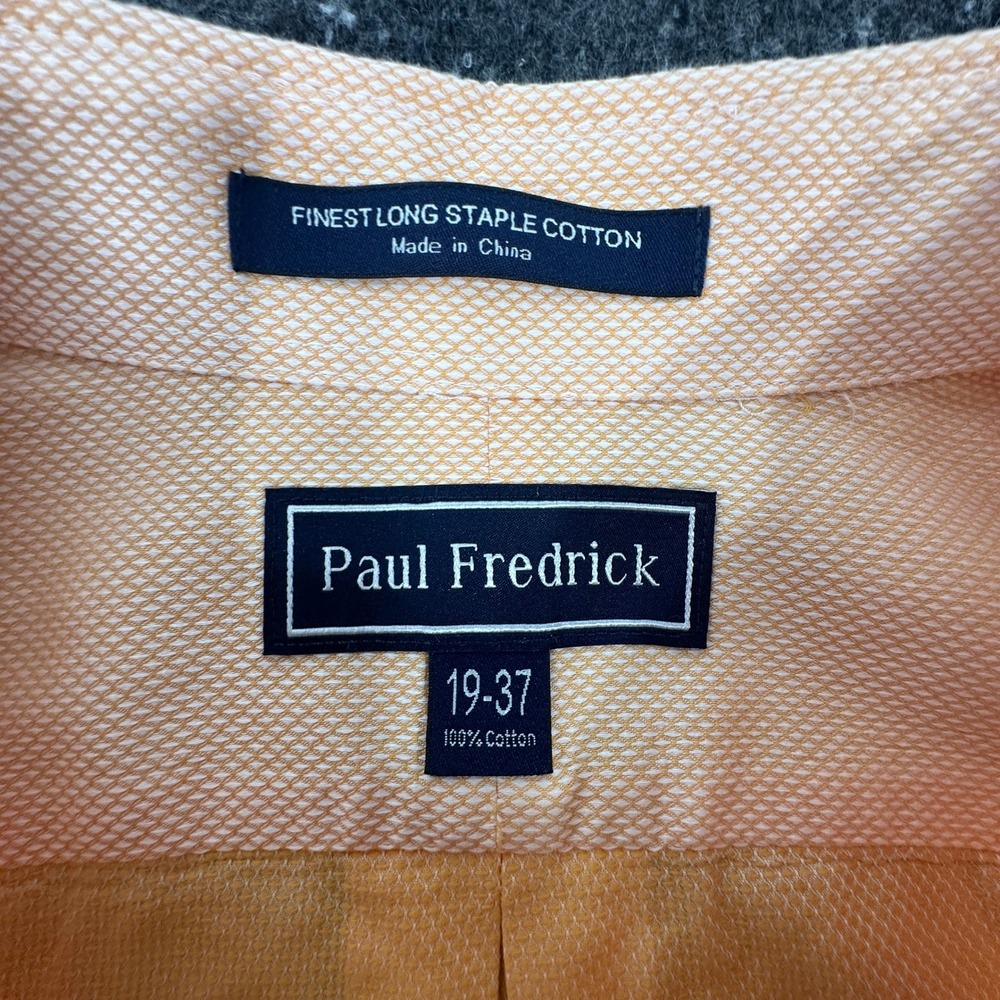 Paul Fredrick Dress Shirt Mens 19-37 Peach Pinpoint Oxford Button Down Cotton - Picture 5 of 11